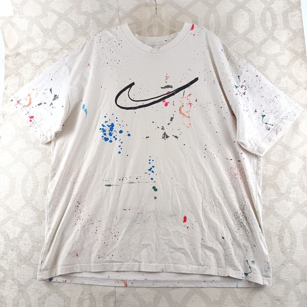Nike x Futura Breaking Paint Splatter T Shirt Men's XL White Graphic Tee